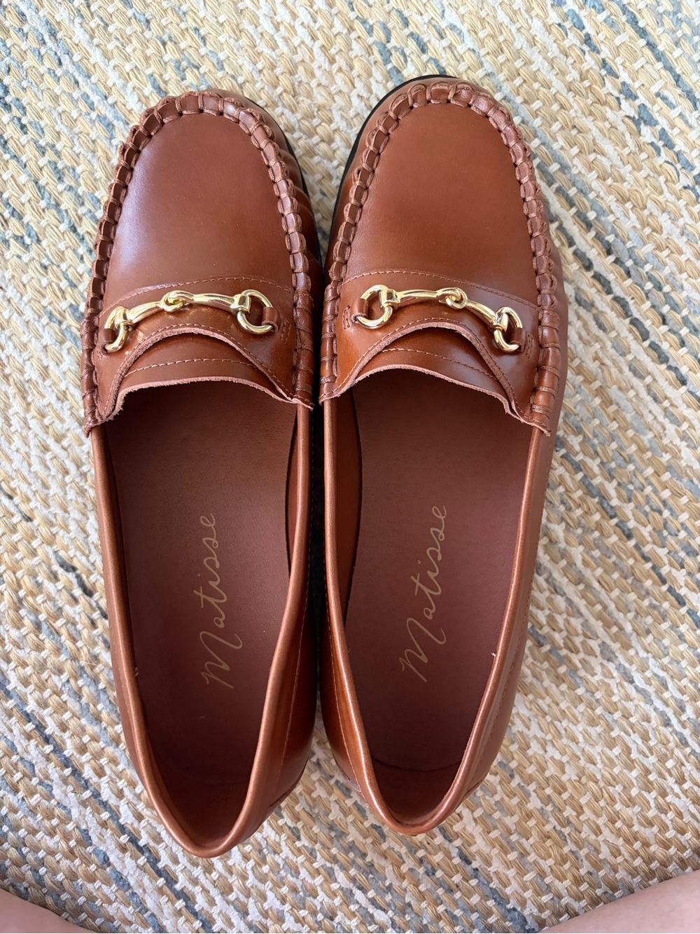 Matisse Danny Leather Loafers with Gold Bit, Cognac